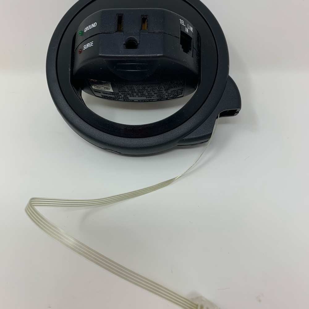 Fellows Black Power Outlet with Surge Protection
